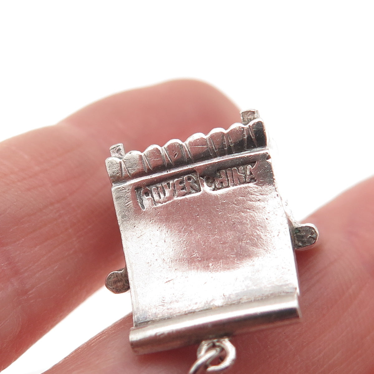 925 Sterling Silver Antique China Chair Oxidized 3D Mini Charm Pendant