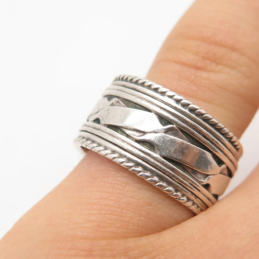 925 Sterling Silver Vintage Ornate Rotating Band Ring Size 6.5