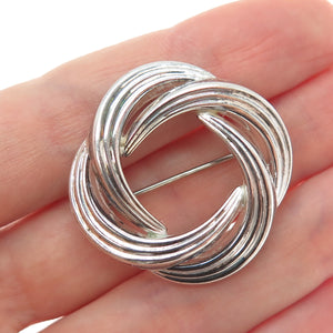 800 Silver Antique Art Deco Celtic Knot Oxidized Pin Brooch
