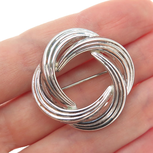 800 Silver Antique Art Deco Celtic Knot Oxidized Pin Brooch