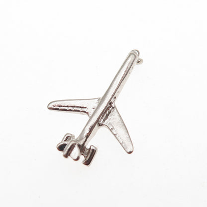 MAVO 925 Sterling Silver Vintage Airplane 3D Mini Slide Charm Pendant