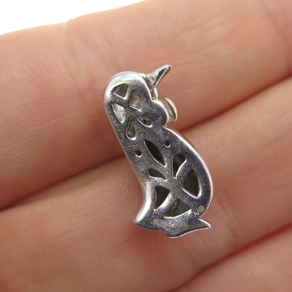 ALWAND VAHAN Sterling Silver 14K Gold Real Diamond Penguin Mini Slide Pendant