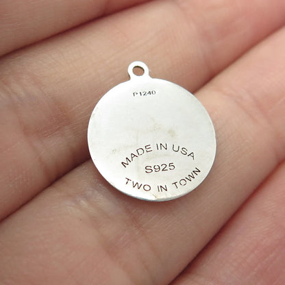 925 Sterling Silver USA Two In Town Rhinoceros Charm Pendant