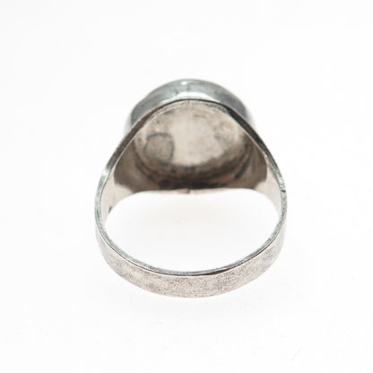 925 Sterling Silver Vintage Real Turquoise Modernist Ring Size 9.25