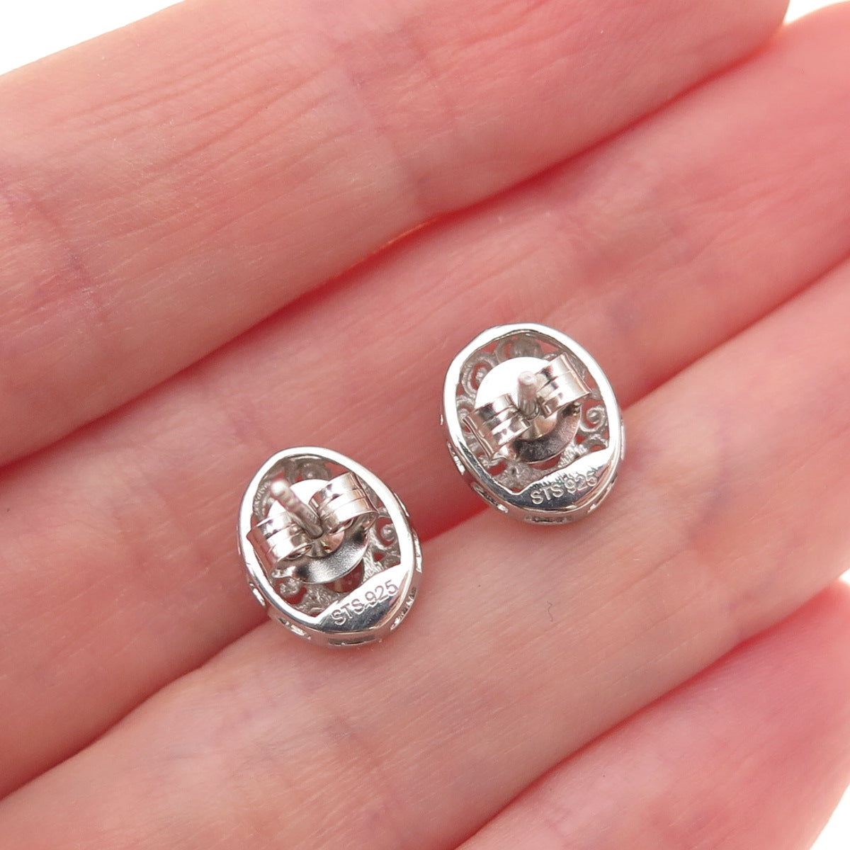 Chuck Clemency 925 Sterling Silver Real Green Amethyst Stud Earrings