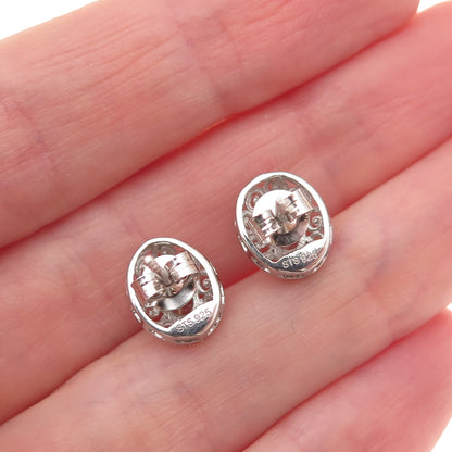 Chuck Clemency 925 Sterling Silver Real Green Amethyst Stud Earrings