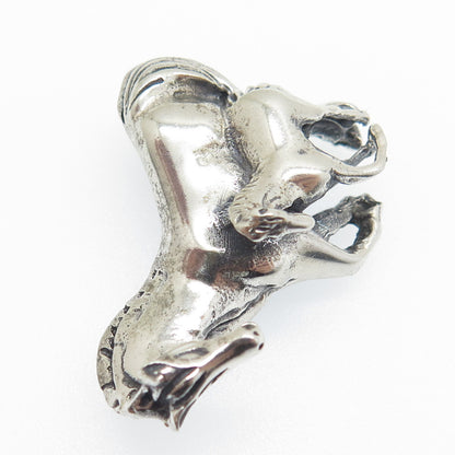 925 Sterling Silver Vintage Mom & Child Horse Oxidized Pin Brooch