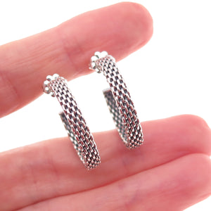 Tiffany & Co. 925 Sterling Silver Vintage Somerset Mesh Hoop Earrings
