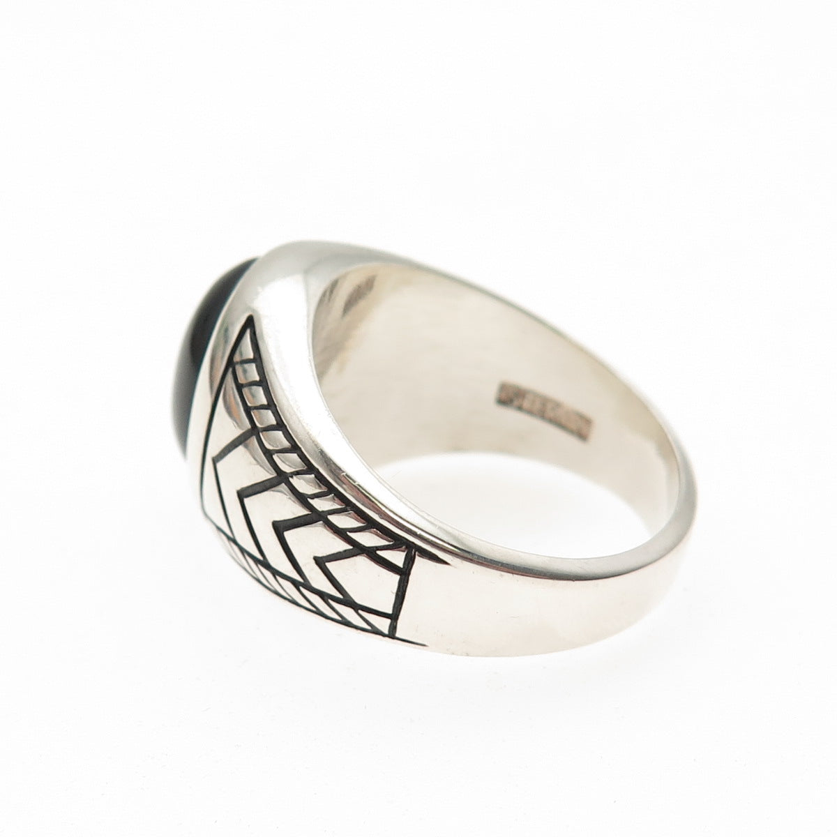 RAIMOND 925 Sterling Silver Vintage Real Black Onyx Oxidized Ring Size 10