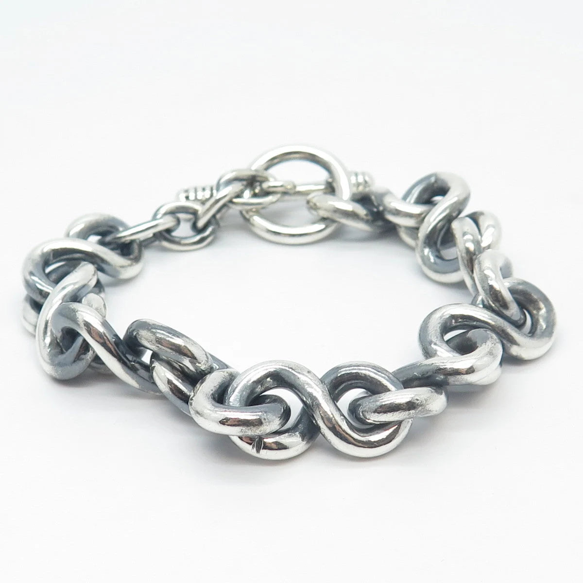 925 Sterling Silver Vintage Infinity Link Bracelet 7"