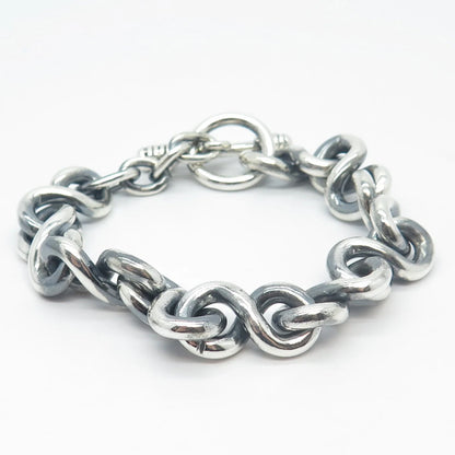 925 Sterling Silver Vintage Infinity Link Bracelet 7"