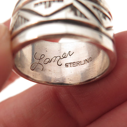 Troy Laner Navajo Old Pawn 925 Sterling Silver Vintage Tribal Band Ring Size 7