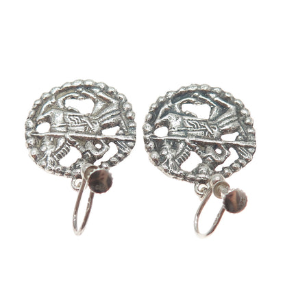 DAVID ANDERSEN 925S Sterling Vintage Norway Viking Period Screw Back Earrings