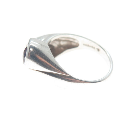 KABANA 925 Sterling Silver Vintage Red Garnet Gem Infinity Ribbed Ring Size 6.5
