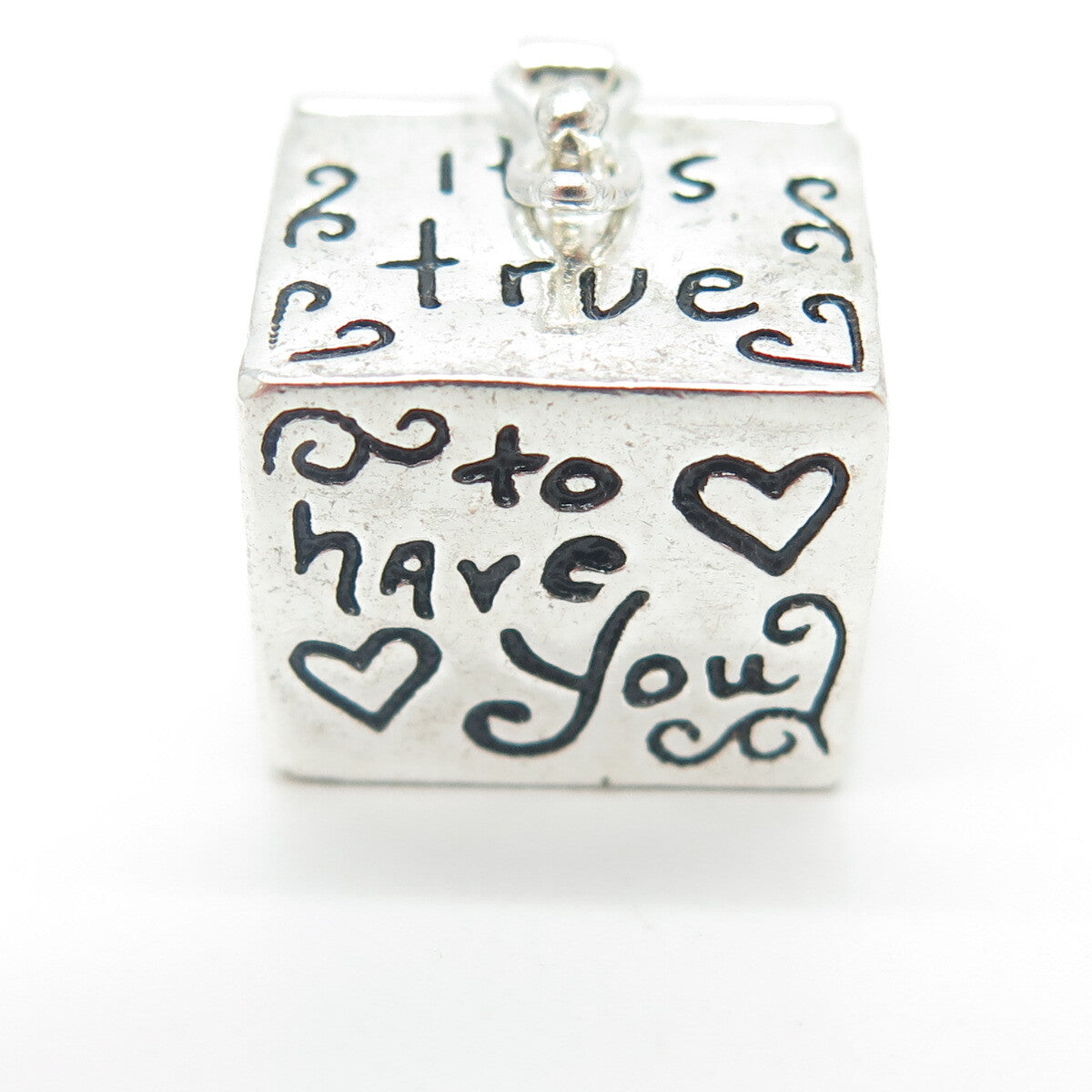 925 Sterling Vintage It's True I'm Blessed To Have You In My Heart Box Pendant