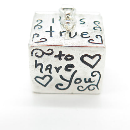 925 Sterling Vintage It's True I'm Blessed To Have You In My Heart Box Pendant
