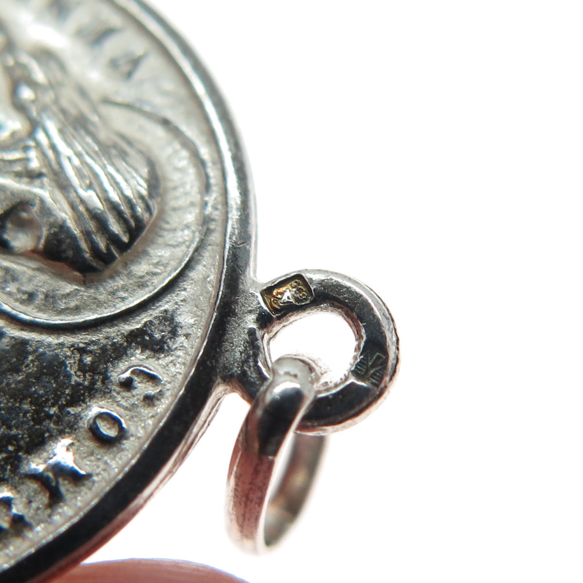 835 Silver Vintage Portugal Holy Communion Religious Medal Charm Pendant