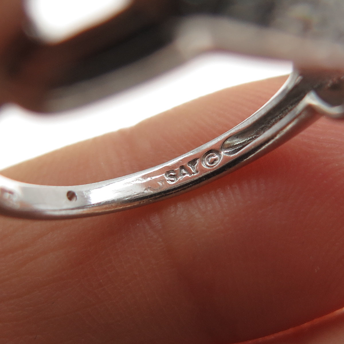 SAI 925 Sterling Silver Round-Cut C Z Chain Link Ring Size 7