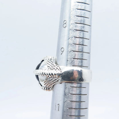 925 Sterling Silver Vintage Real Black Onyx Gemstone Ring Size 9.5