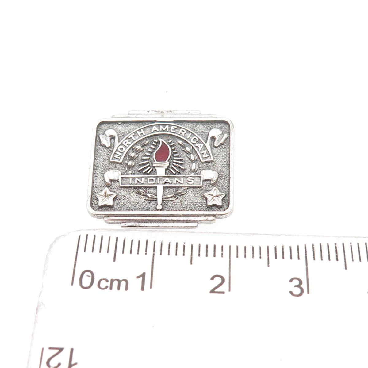 925 Sterling Silver Antique Enamel North American Indians Brooch (missing pin)