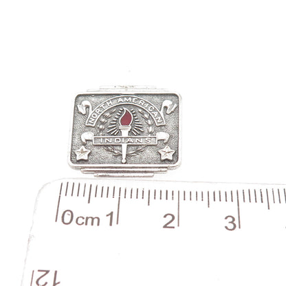925 Sterling Silver Antique Enamel North American Indians Brooch (missing pin)