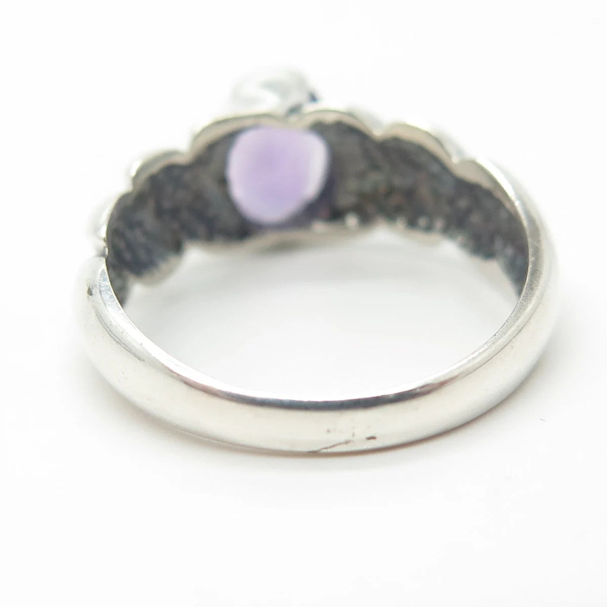 925 Sterling Silver Vintage Purple C Z Puffy Ring Size 7