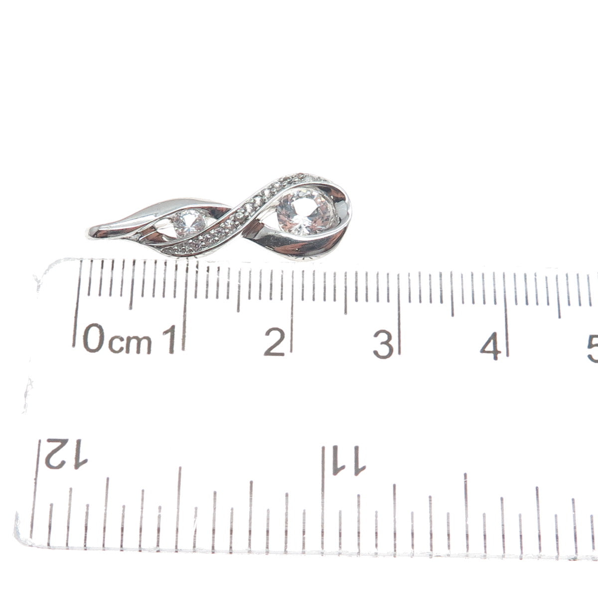925 Sterling Silver Round-Cut C Z Infinity Twisted Charm Pendant