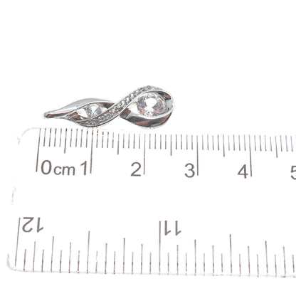 925 Sterling Silver Round-Cut C Z Infinity Twisted Charm Pendant