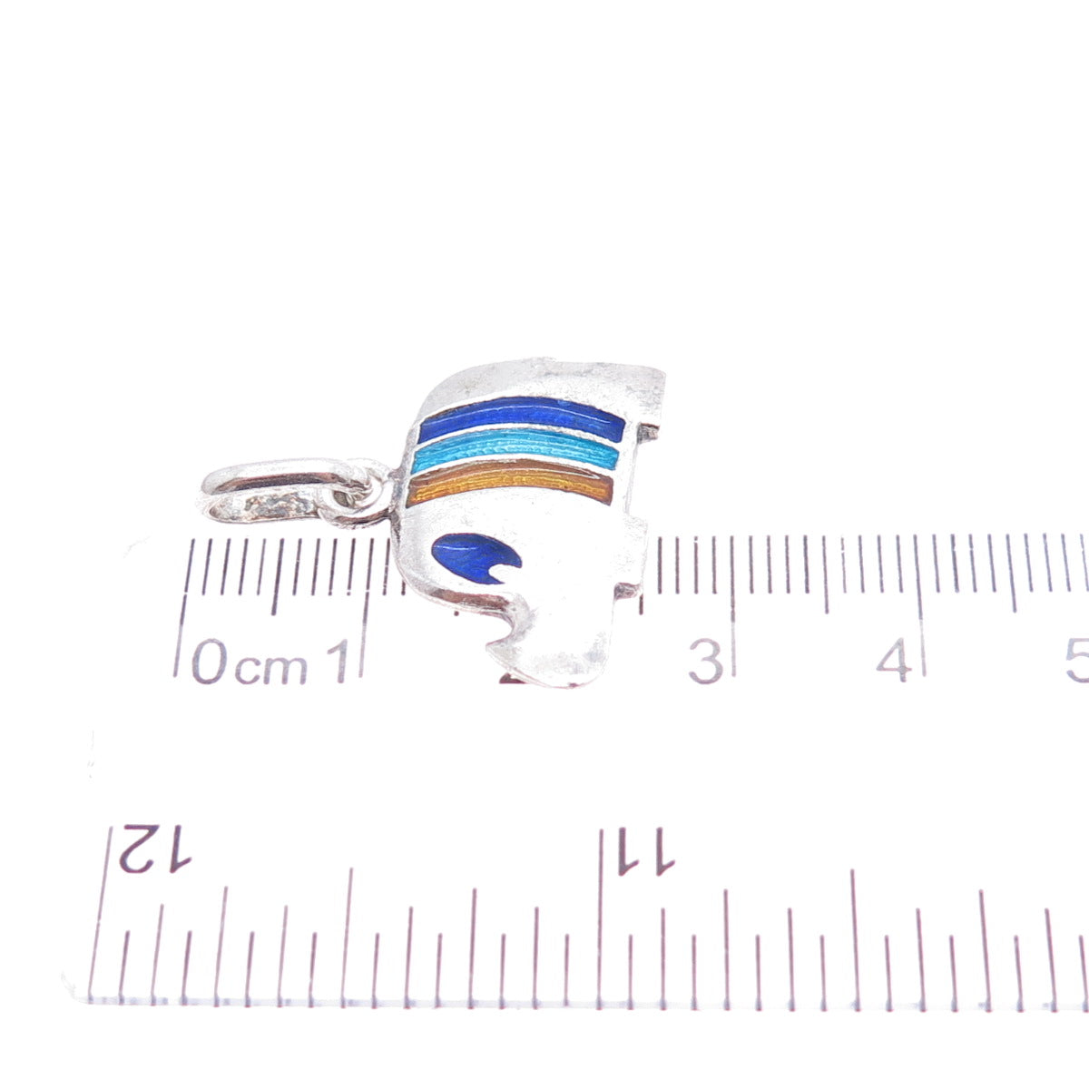 925 Sterling Silver Vintage Italy Enamel Modernist Elephant Charm Pendant