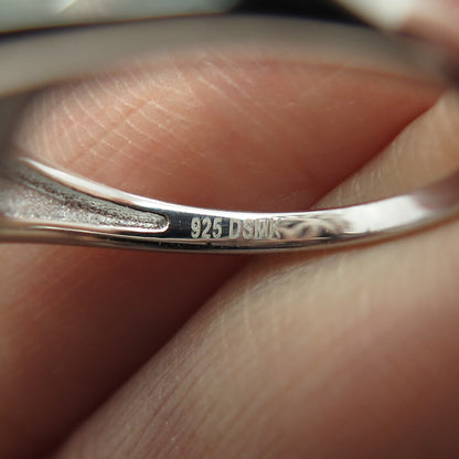 DSMK 925 Sterling Silver Oval-Cut Nano Sapphire & C Z Ring Size 7.25