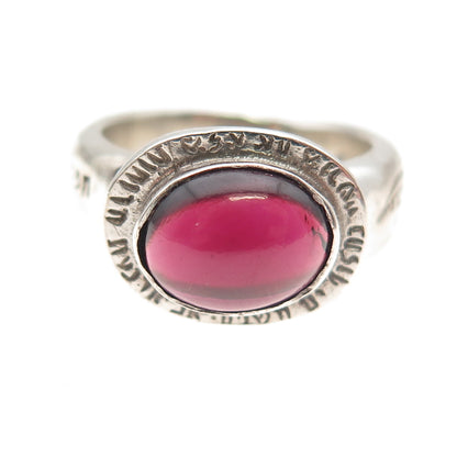 925 Sterling Silver Vintage Real Tourmaline Kabbalah Judaica Ring Size 6.75