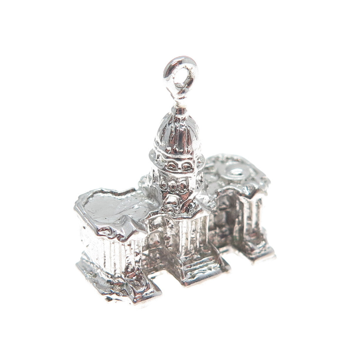 DIVERA 925 Sterling Silver Antique US Capitol Building Minimalist 3D Pendant