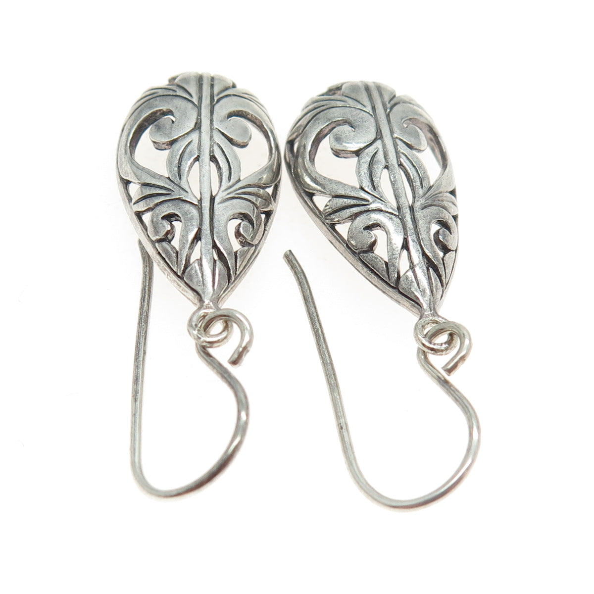 JEZLAINE 925 Sterling Silver Vintage Floral Ornate Teardrop Earrings