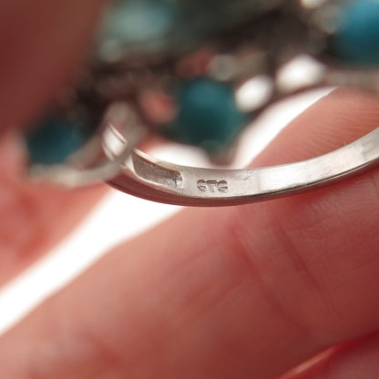 Chuck Clemency 925 Sterling Silver Real Aquamarine & Turquoise Ring Size 8