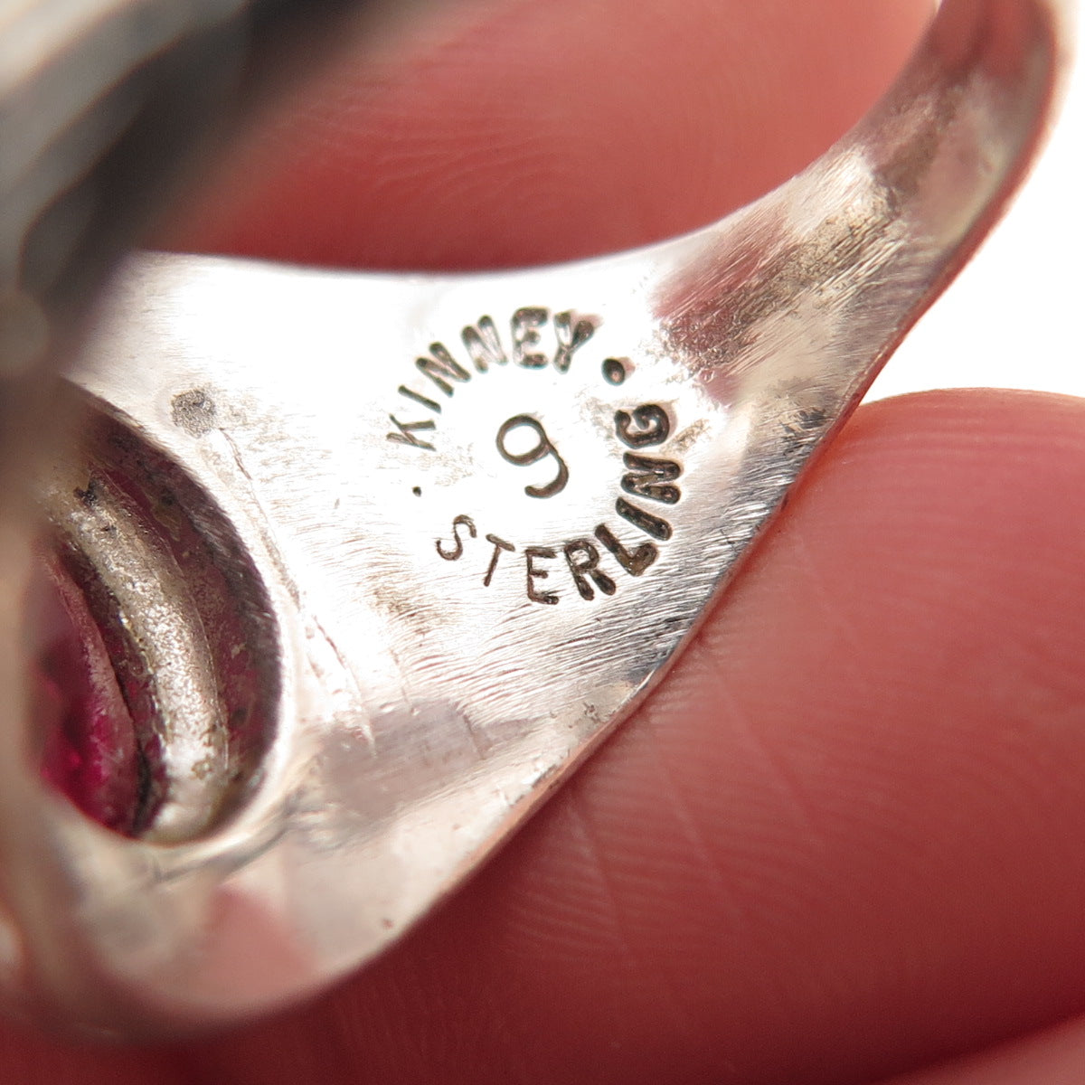 Kinney 925 Sterling Vintage 1962 Lab-Created Ruby City College SF Ring Size 9