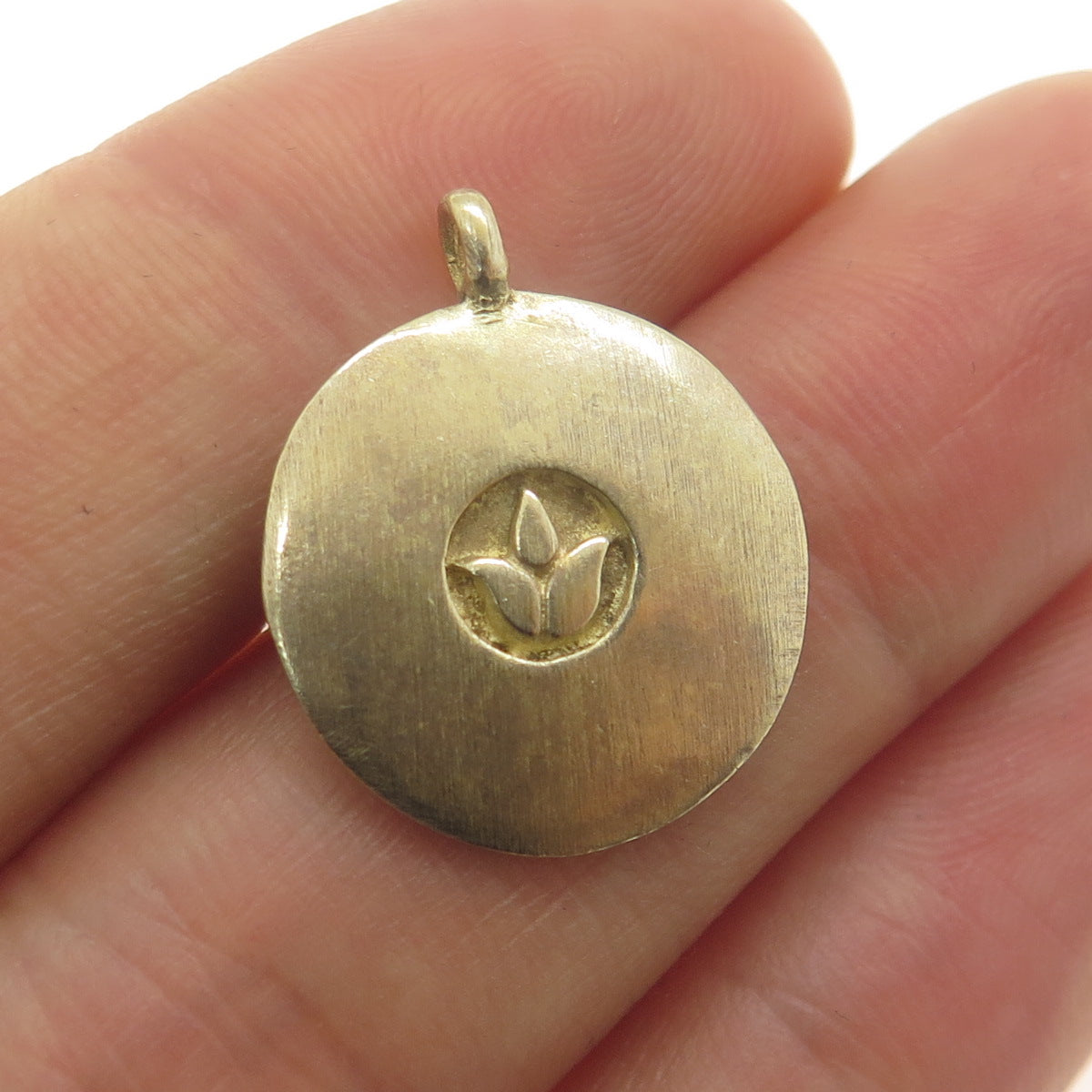 SATYA 925 Sterling Silver Gold Plated Engraved Lotus Minimalist Charm Pendant