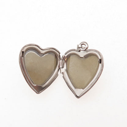 Tru-Kay 925 Sterling Silver Vintage Real MOP Heart Locket Charm Pendant