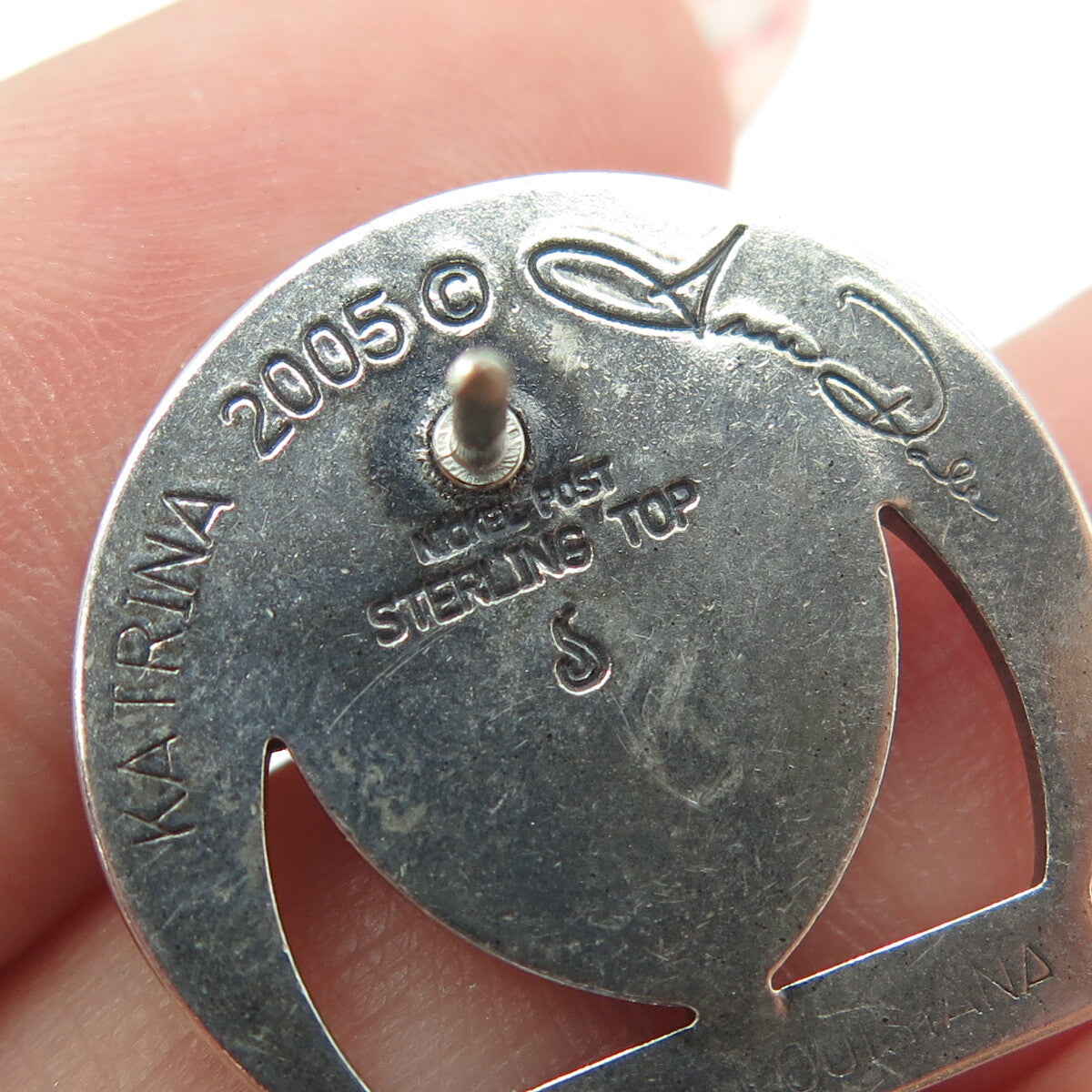 ANNE DALE 925 Sterling Silver 2005 New Orleans Katrina Memorial Tie Tack