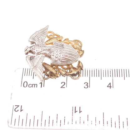 925 Sterling Silver 2-Tone Antique WWII US Navy Pin Brooch