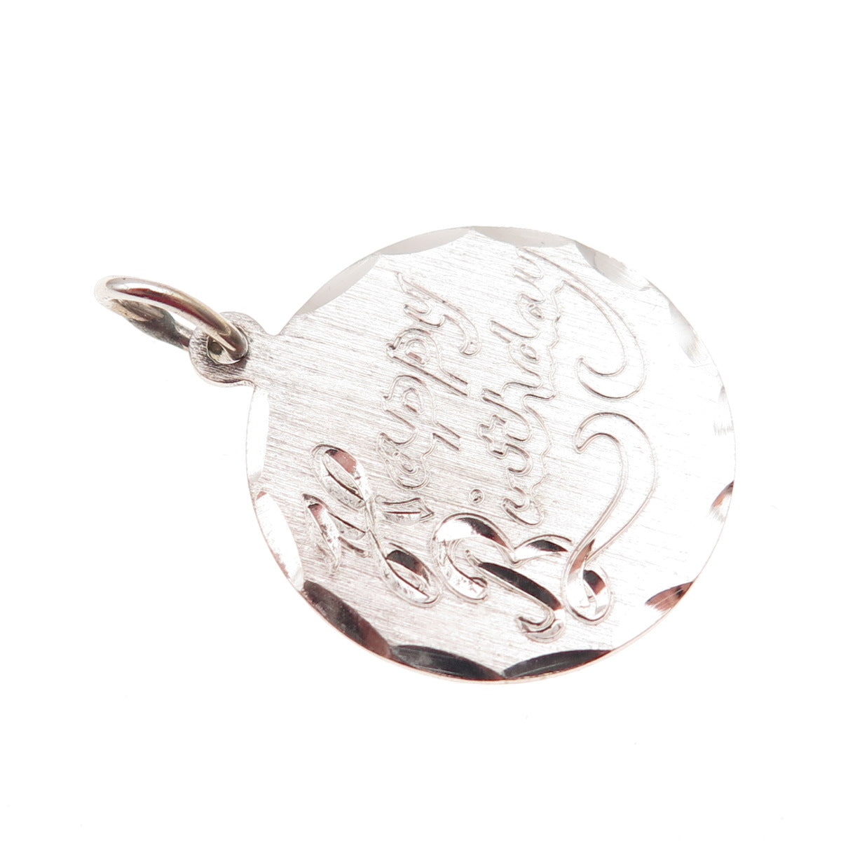 ELCO 925 Sterling Silver Vintage Engraved Happy Birthday Charm Pendant