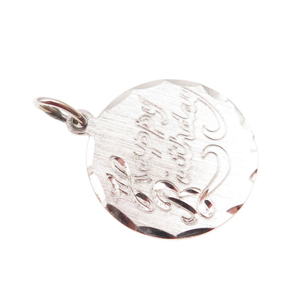 ELCO 925 Sterling Silver Vintage Engraved Happy Birthday Charm Pendant