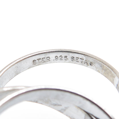 SETA 925 Sterling Silver Vintage Trinity Band Oxidized Ring Size 5.75