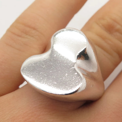 925 Sterling Silver Vintage Modernist Signet Ring Size 7.25