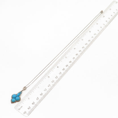 D'Joy 925 Sterling Silver Real Turquoise & Apatite Cuban Chain Necklace 18"