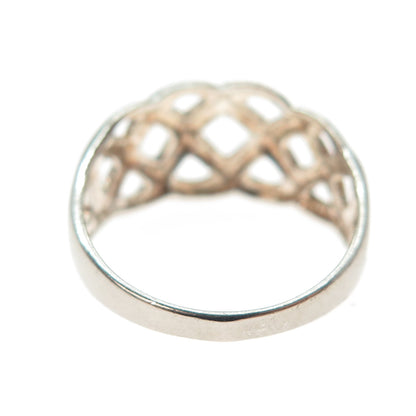 925 Sterling Silver Vintage Celtic Woven Oxidized Ring Size 8.25