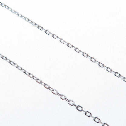 DSMK 925 Sterling Silver White & Pink C Z Teardrop Cable Chain Necklace 16-18"