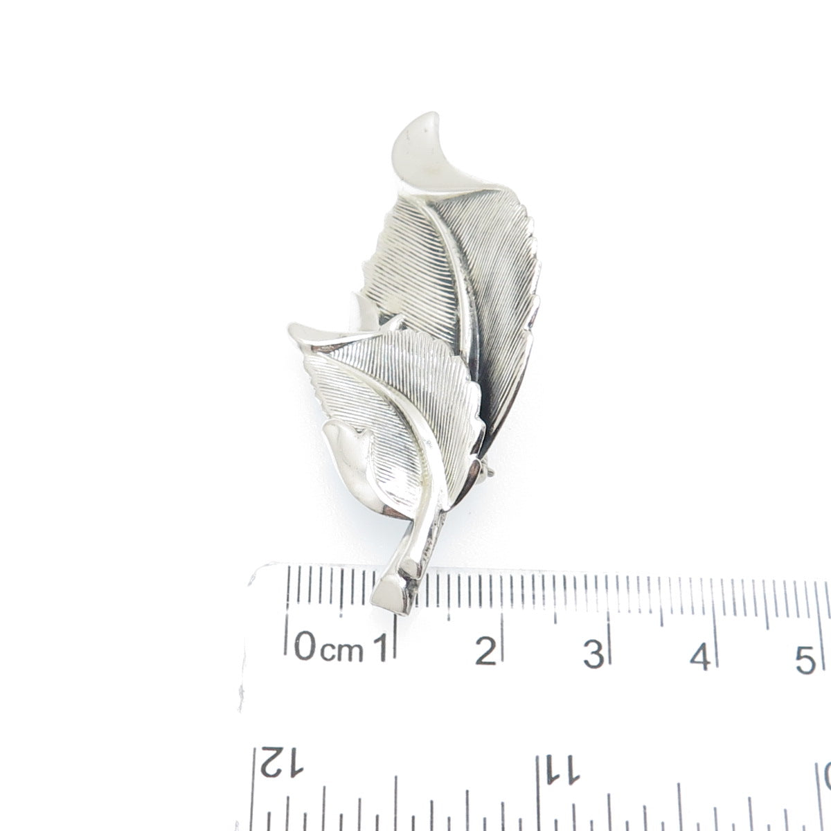 JEWELART 925 Sterling Silver Antique Art Deco Floral Leaf Oxidized Pin Brooch