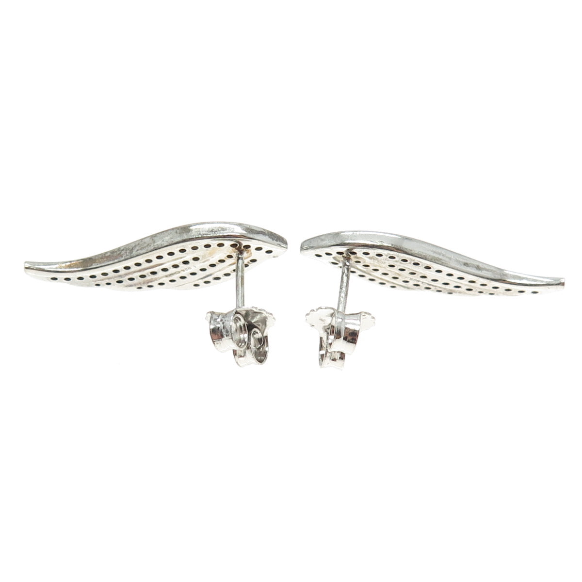 925 Sterling Silver Real Round-Cut Cognac Diamond Angel Wing Earrings