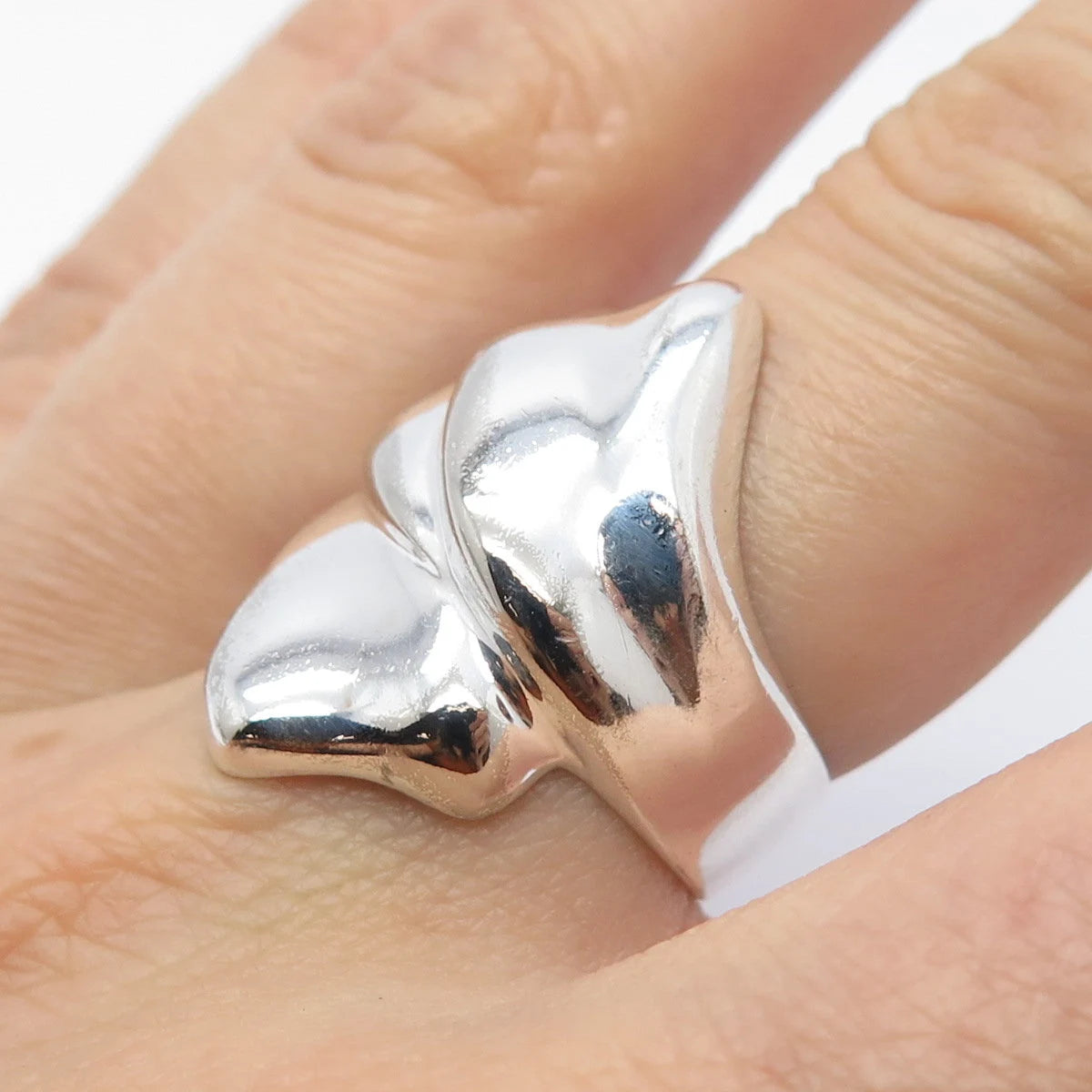 925 Sterling Silver Vintage HAN Ribbed Ring Size 6.75