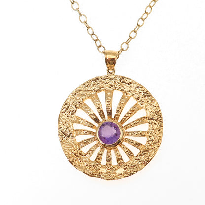 Brilliant Earth 925 Sterling Silver Gold Plated Real Amethyst Chain Necklace 20"